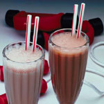 Shake de protéine, fraise et chocolat